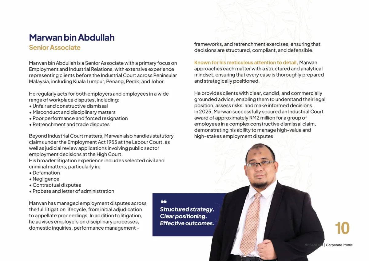 Ahsan Law corporate profile, page 13