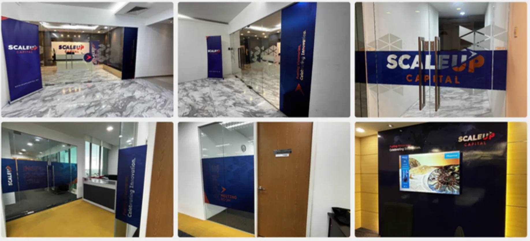 Scale Up Capital office stickers and signage